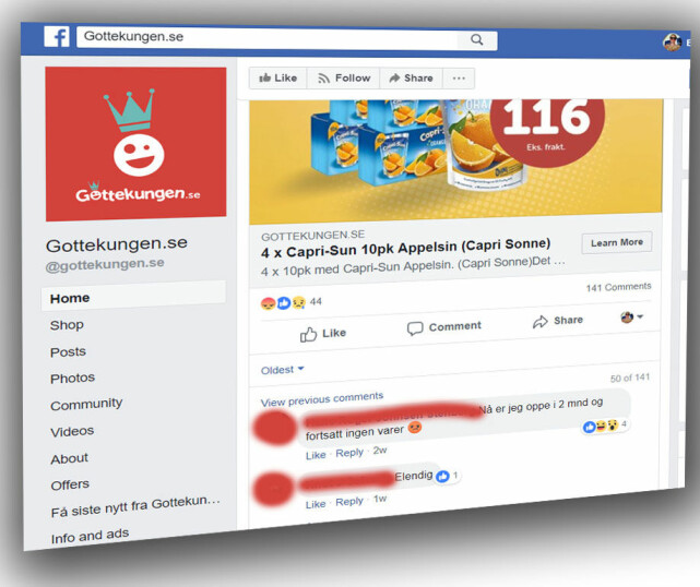 MISFORNØYNDE KUNDER: Poster med tilbud på Facebook blir stort sett kun kommentert av misfornøyde kunder som lurer på hvor varene er. Skjermdump: Facebook MISFORNØYNDE KUNDER: Poster med tilbud på Facebook blir stort sett kun kommentert av misfornøyde kunder som lurer på hvor varene er. Skjermdump: Facebook