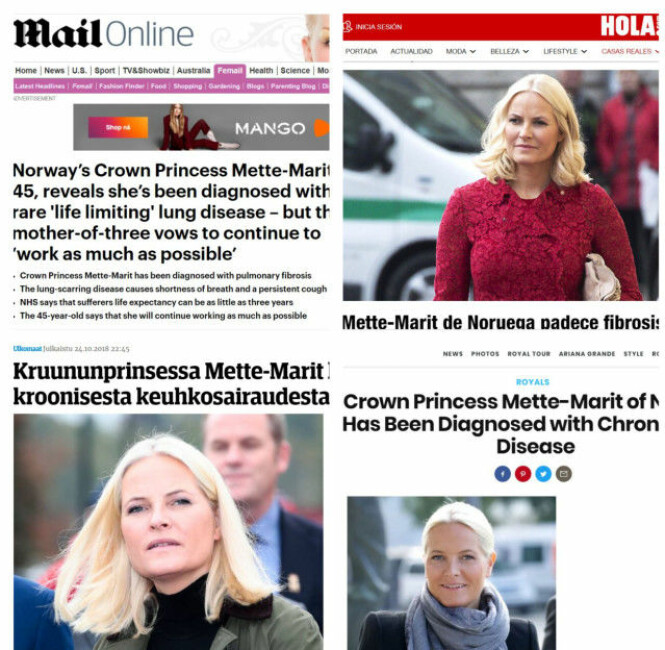 OVERSKRIFTER: Kronprinsesse Mette-Marit har skapt store overskrifter i utlandet etter sykdomsavsløringen. OVERSKRIFTER: Kronprinsesse Mette-Marit har skapt store overskrifter i utlandet etter sykdomsavsløringen.