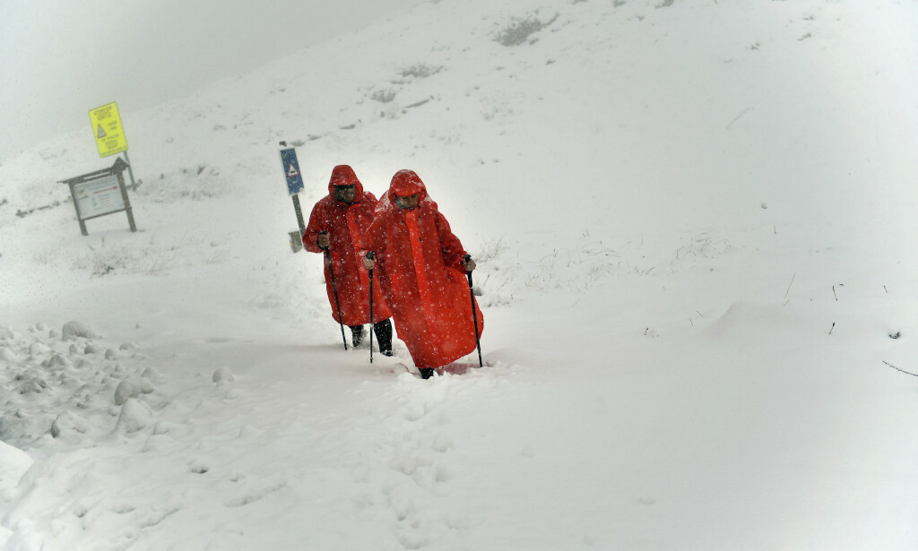 SNØ: Dette bildet fra Roncesvalles, nord i Spania, viser folk som trår opp en ny sti gjennom snøen mandag. Foto: Alvaro Barrientos / AP / NTB Scanpix SNØ: Dette bildet fra Roncesvalles, nord i Spania, viser folk som trår opp en ny sti gjennom snøen mandag. Foto: Alvaro Barrientos / AP / NTB Scanpix