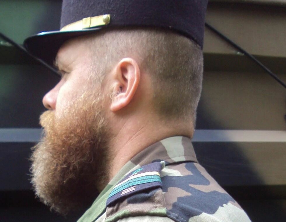 «VIKING»: Ifølge Svein Jemtland kalte medsoldatene hans i Fremmedlegionen ham for «viking». Skjegget var obligatorisk, har den drapstiltalte 47-åringen fortalt. Foto: Privat «VIKING»: Ifølge Svein Jemtland kalte medsoldatene hans i Fremmedlegionen ham for «viking». Skjegget var obligatorisk, har den drapstiltalte 47-åringen fortalt. Foto: Privat
