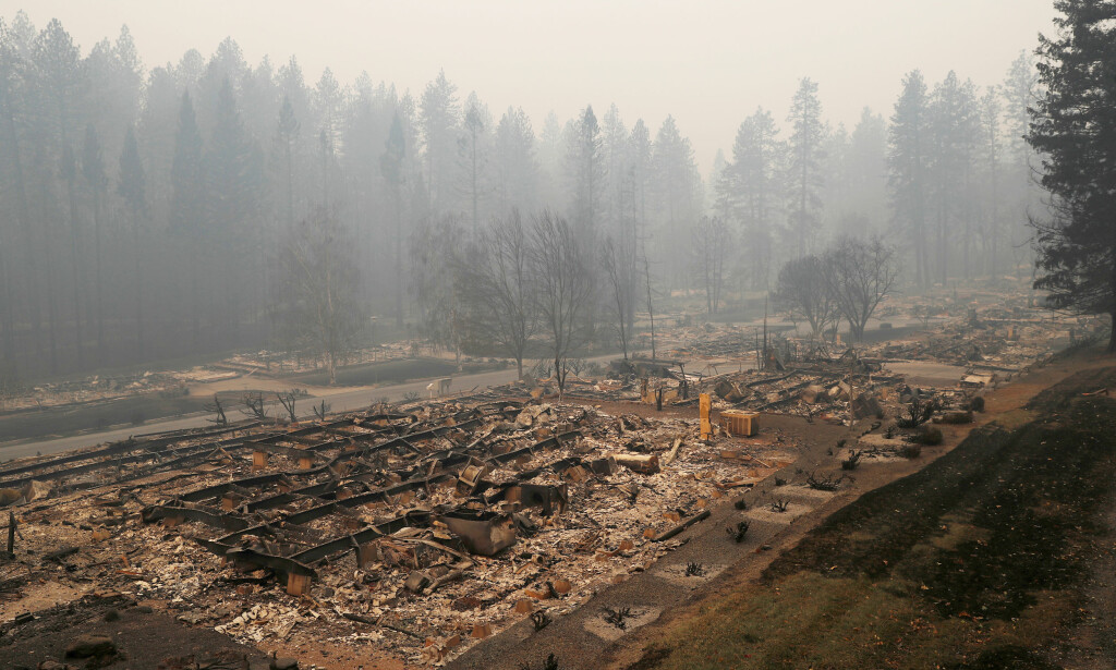 BOLIGFELT UTSLETTET: Hele boligfelt i Paradise er brent ned til grunnen. Foto: AP Photo / NTB Scanpix BOLIGFELT UTSLETTET: Hele boligfelt i Paradise er brent ned til grunnen. Foto: AP Photo / NTB Scanpix