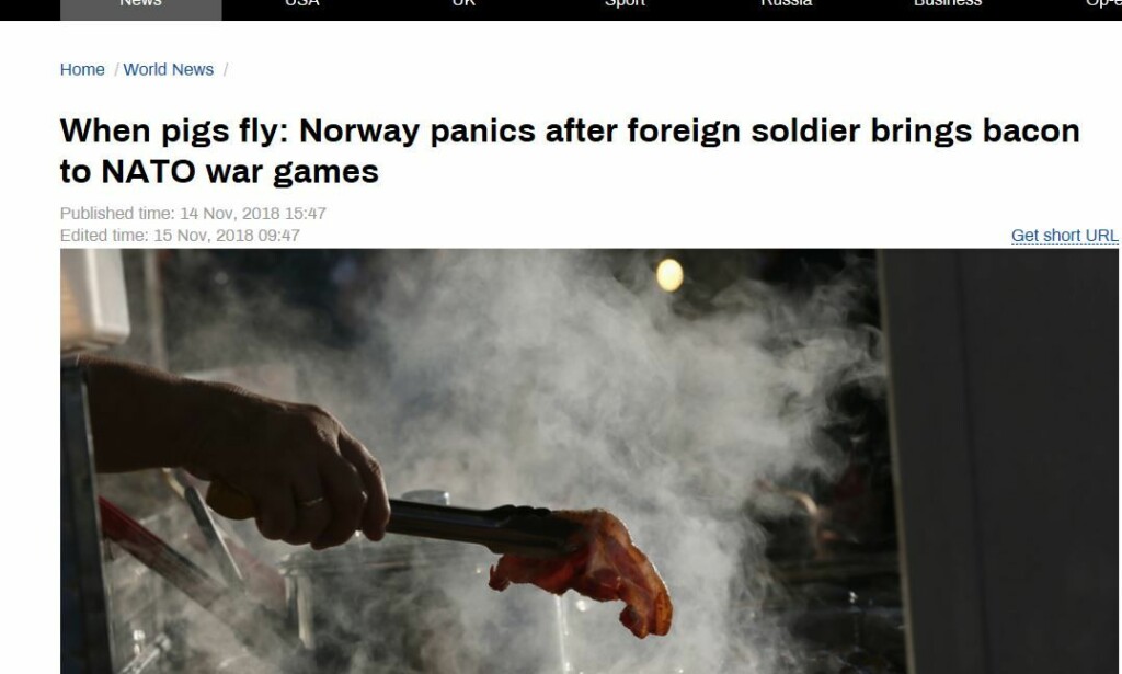 SLÅTT STORT OPP: Avisa Russia Today omtaler matskandalen i Norge. SLÅTT STORT OPP: Avisa Russia Today omtaler matskandalen i Norge.