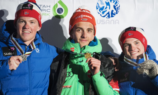 JUNIORVERDENSMESTER: I februar 2017 vant Janosch Brugger gull i junior-VM foran Petter Stakston og Herman Martens Meyer på sprinten. Foto: Bildbyrån JUNIORVERDENSMESTER: I februar 2017 vant Janosch Brugger gull i junior-VM foran Petter Stakston og Herman Martens Meyer på sprinten. Foto: Bildbyrån