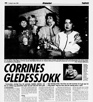VINNER: Corrine Åsberg var den aller første som vant hus i Casino. Faksimile: Dagbladet 6. mars 1990. VINNER: Corrine Åsberg var den aller første som vant hus i Casino. Faksimile: Dagbladet 6. mars 1990.