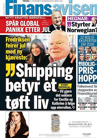 LYKKELIG: John Fredriksen har funnet kjærligheten med 47 år gamle Maryam Mohaghegh, som han lot seg fotografere sammen med på den tradisjonelle julelunsjen. Faksimile: Finansavisen LYKKELIG: John Fredriksen har funnet kjærligheten med 47 år gamle Maryam Mohaghegh, som han lot seg fotografere sammen med på den tradisjonelle julelunsjen. Faksimile: Finansavisen