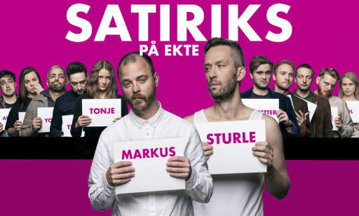 PÅ EKTE: «Satiriks på ekte» kommer til å gå ut og gjøre ting på ekte, i stedet for i studio. Her med Sturle Vik Pedersen og Markus Gaupås i spissen. Foto: NRK PÅ EKTE: «Satiriks på ekte» kommer til å gå ut og gjøre ting på ekte, i stedet for i studio. Her med Sturle Vik Pedersen og Markus Gaupås i spissen. Foto: NRK
