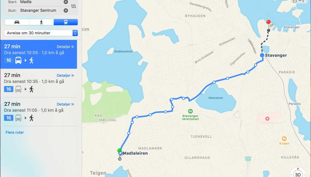 Slik ser det ut i Apple Maps i macOS. Slik ser det ut i Apple Maps i macOS.