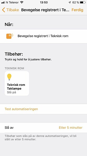 <strong>BEVEGELSE:</strong> Bevegelse kan aktivere lys - kjekt i rom man bare går kjapt inn og ut av. Skjermbilde: Tron Høgvold <strong>BEVEGELSE:</strong> Bevegelse kan aktivere lys - kjekt i rom man bare går kjapt inn og ut av. Skjermbilde: Tron Høgvold