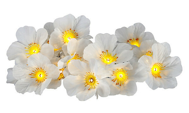 BLOMSTERSLYNGE: En fin lysdekorasjon med blomster som skrur seg på når det mørkner. BLOMSTERSLYNGE: En fin lysdekorasjon med blomster som skrur seg på når det mørkner.
