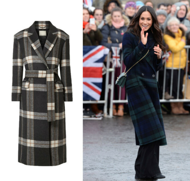 KÅPEN: Kåpen Markle bærer er fra Burberry, mens kåpen til venstre er fra By Malene Birger og koster kr 5900. FOTO: Scanpix og produsenten KÅPEN: Kåpen Markle bærer er fra Burberry, mens kåpen til venstre er fra By Malene Birger og koster kr 5900. FOTO: Scanpix og produsenten