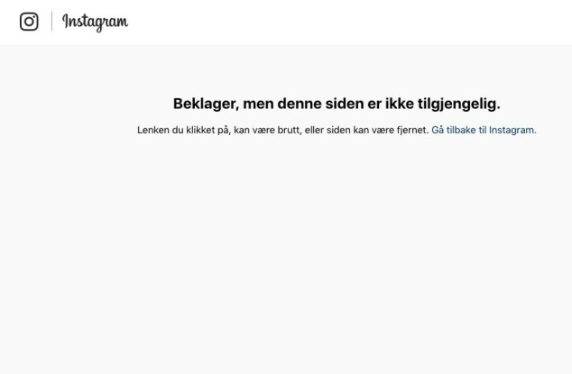 IKKE PÅ INSTAGRAM: Det er heller ikke mulig å komme seg inn på artistens Instagram-konto tirsdag formiddag. Foto: Skjermdump fra Instagram IKKE PÅ INSTAGRAM: Det er heller ikke mulig å komme seg inn på artistens Instagram-konto tirsdag formiddag. Foto: Skjermdump fra Instagram