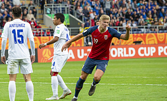 <strong>HERJET:</strong> Erling Braut Haaland scoret vanvittige ni mål mot Honduras i U20-VM. Foto: Svein Ove Ekornesvåg / NTB scanpix <strong>HERJET:</strong> Erling Braut Haaland scoret vanvittige ni mål mot Honduras i U20-VM. Foto: Svein Ove Ekornesvåg / NTB scanpix