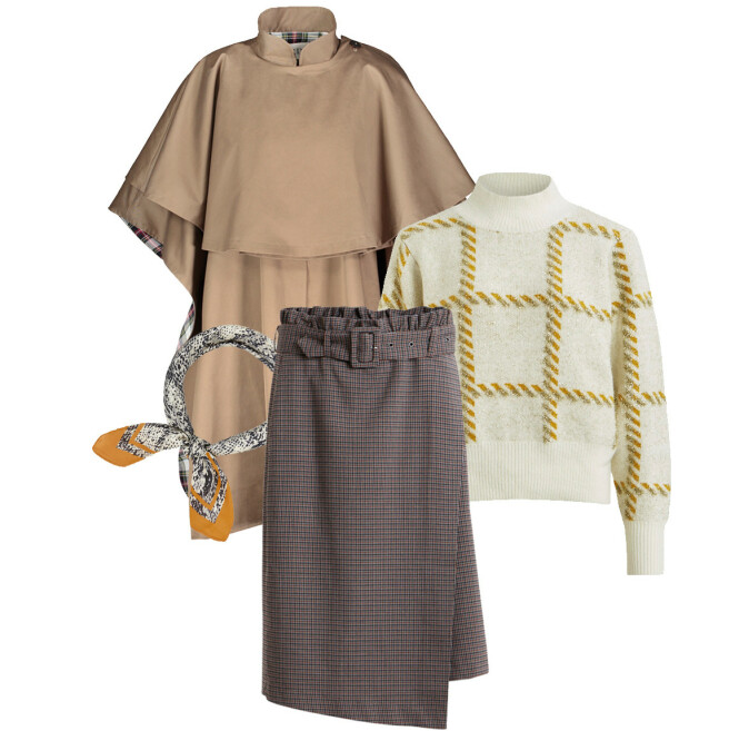 FÅ STILEN: Cape fra Maud, kr 4000. Sjal fra Accessorize, kr 170. Skjørt fra Vila, kr 450. Genser fra Vila, kr 700. FÅ STILEN: Cape fra Maud, kr 4000. Sjal fra Accessorize, kr 170. Skjørt fra Vila, kr 450. Genser fra Vila, kr 700.