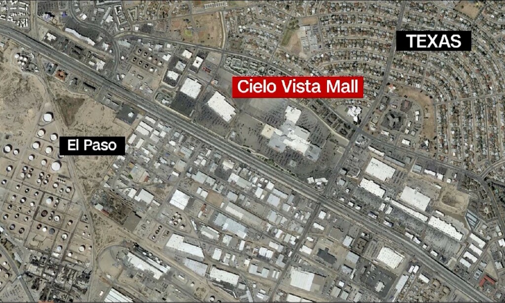 ÅSTEDET: Det er ved Cielo Vista Mall skyteepisoden skal ha funnet sted. Satelittfoto: CNN ÅSTEDET: Det er ved Cielo Vista Mall skyteepisoden skal ha funnet sted. Satelittfoto: CNN