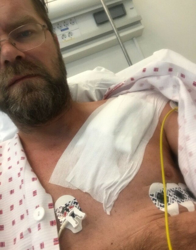 HASTEOPERERT: Etter at legene fikk i gang hjertet igjen på Rikshosphitalet, bar det ned til Ullevål sykehus for operasjon. Foto: Privat HASTEOPERERT: Etter at legene fikk i gang hjertet igjen på Rikshosphitalet, bar det ned til Ullevål sykehus for operasjon. Foto: Privat
