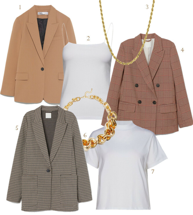 1. Zara, kr 999. 2. Mango, kr 80. 3. Hasla, 1549. 4. H&M, kr 399. 5. H&M, kr 299. 6. Glitter, kr 249. 7. Filippa K via Boozt.com, kr 600. 1. Zara, kr 999. 2. Mango, kr 80. 3. Hasla, 1549. 4. H&M, kr 399. 5. H&M, kr 299. 6. Glitter, kr 249. 7. Filippa K via Boozt.com, kr 600.
