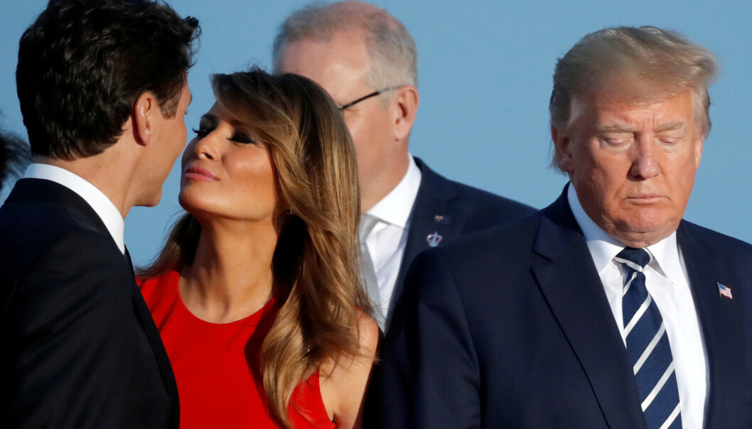 OFFER FOR HUMOR: Melania Trump kysset statsminister Justin Trudeau på kinnene da de hilste. Det ble raskt snappet opp av ivrige humorister. Foto: Reuters/ NTB scanpix OFFER FOR HUMOR: Melania Trump kysset statsminister Justin Trudeau på kinnene da de hilste. Det ble raskt snappet opp av ivrige humorister. Foto: Reuters/ NTB scanpix