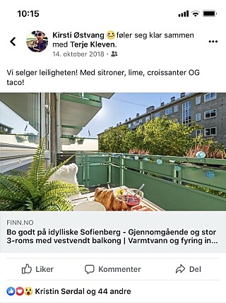DEL SELV: Det er helt gratis å lenke til boligannonsen din på egen Facebook-profil. Foto: skjemdump. DEL SELV: Det er helt gratis å lenke til boligannonsen din på egen Facebook-profil. Foto: skjemdump.