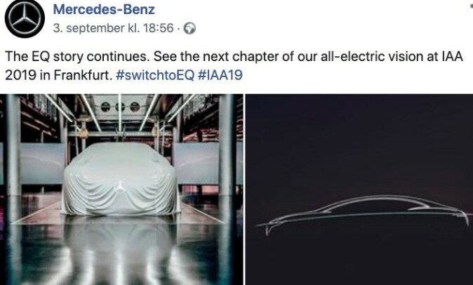 NY SEDAN? Mecedes teaser mulig ny EQ-modell. Foto: Skjermdump Facebook. NY SEDAN? Mecedes teaser mulig ny EQ-modell. Foto: Skjermdump Facebook.