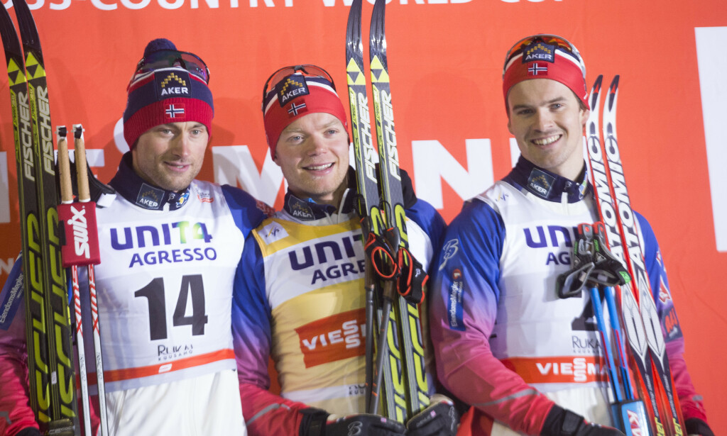 BLANT TIDENES BESTE SPRINTERE: Eirik Brandsdals toppnivå var skyhøyt, som her da han banket Petter Northug på oppløpet i Ruka og med kompisen Sondre Turvoll Fossli ved sin side. Foto: Terje Bendiksby / NTB scanpix BLANT TIDENES BESTE SPRINTERE: Eirik Brandsdals toppnivå var skyhøyt, som her da han banket Petter Northug på oppløpet i Ruka og med kompisen Sondre Turvoll Fossli ved sin side. Foto: Terje Bendiksby / NTB scanpix