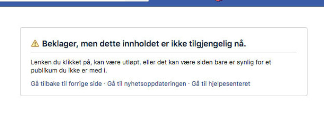 SLETTET: Dette er alt som er igjen av den omstridte Facebook-posten fra sist søndag. SLETTET: Dette er alt som er igjen av den omstridte Facebook-posten fra sist søndag.