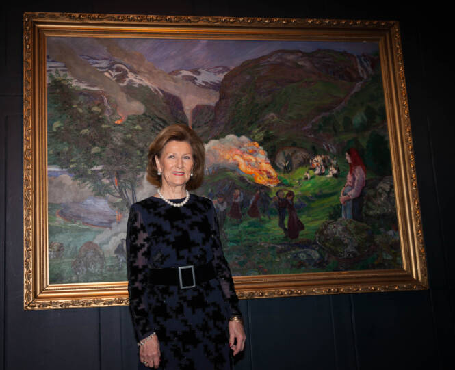 ÅPNET UTSTILLING: Dronning Sonja er svært kunstinteressert, og åpnet Nikolai Astrup-utstillingen på Dulwich Gallery i London i 2016. FOTO: NTB Scanpix ÅPNET UTSTILLING: Dronning Sonja er svært kunstinteressert, og åpnet Nikolai Astrup-utstillingen på Dulwich Gallery i London i 2016. FOTO: NTB Scanpix