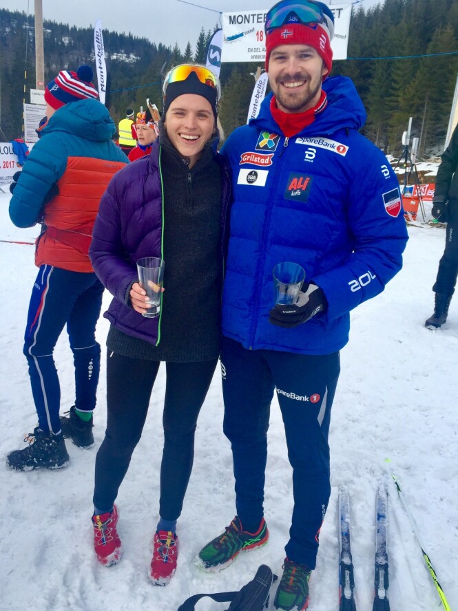 SKIGLEDE: Etter at Henriette og Sondre ble kjærester, har også hun funnet glede i langrennssporten - men det er svigerfaren som har stått for mesteparten av opplæringen, da Sondre har vært opptatt med trening. FOTO: Privat SKIGLEDE: Etter at Henriette og Sondre ble kjærester, har også hun funnet glede i langrennssporten - men det er svigerfaren som har stått for mesteparten av opplæringen, da Sondre har vært opptatt med trening. FOTO: Privat