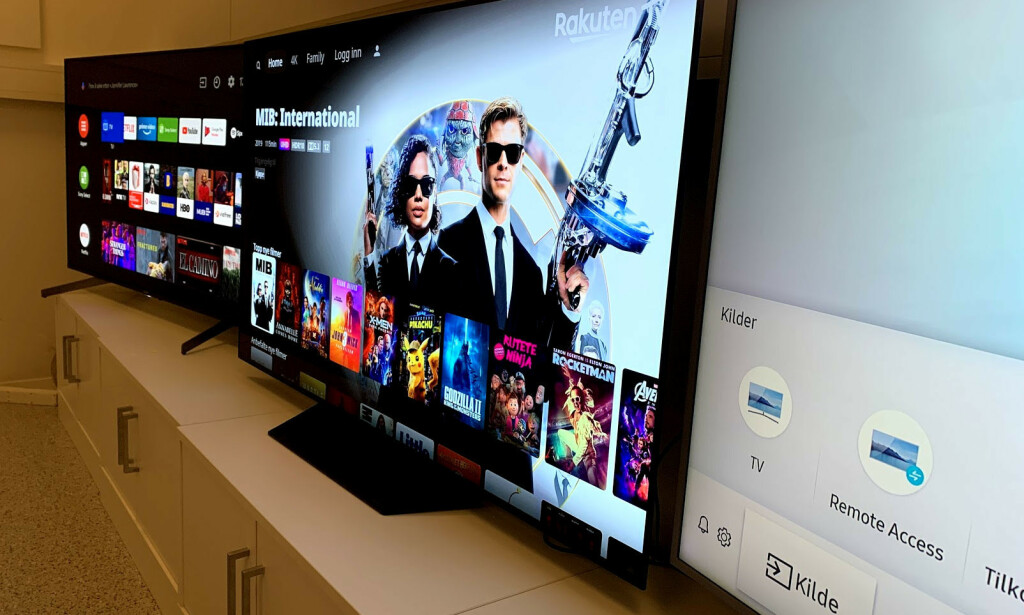 PRISFALL: Det er bare tre uker siden vi testet disse tre TV-ene. Én av dem har falt nesten 40 prosent i pris. Foto: Bjørn Eirik Loftås