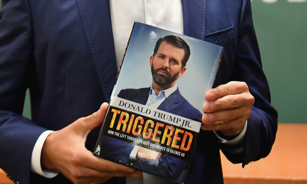 MISTENKSOMT: Noen har kjøpt opp store kvanta av Donald Trump Jr. sin nye bok «Triggered». Foto: AFP / NTB Scanpix MISTENKSOMT: Noen har kjøpt opp store kvanta av Donald Trump Jr. sin nye bok «Triggered». Foto: AFP / NTB Scanpix