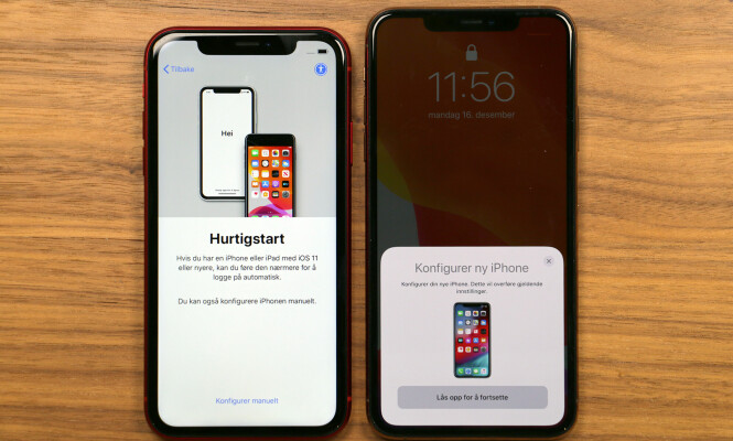 <strong>ENKELT FRA IPHONE TIL IPHONE:</strong> For å overføre innhold fra gammel til ny iPhone er det bare å føre de to enhetene nær hverandre (om de kjører iOS 11 eller nyere, riktignok). Foto: Kirsti Østvang <strong>ENKELT FRA IPHONE TIL IPHONE:</strong> For å overføre innhold fra gammel til ny iPhone er det bare å føre de to enhetene nær hverandre (om de kjører iOS 11 eller nyere, riktignok). Foto: Kirsti Østvang