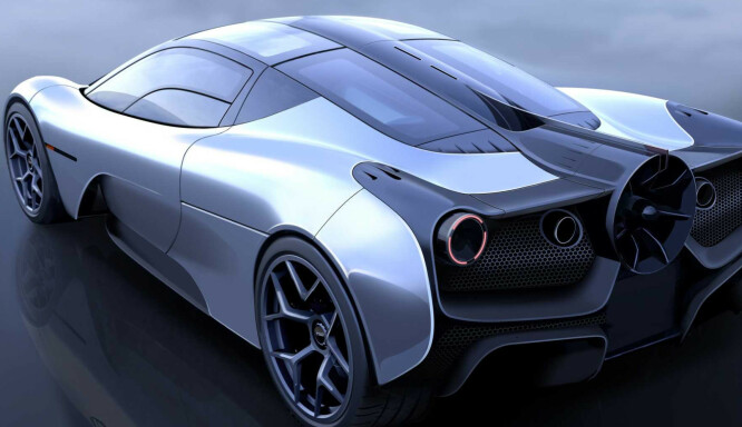 <strong>LEKKER:</strong> Murray har aldri vært fan (haha) av store vinger og synlige aerodynamiske virkemidler, men denne hekken går ingen upåvirket fra. Illustrasjon. Gordon Murray Design <strong>LEKKER:</strong> Murray har aldri vært fan (haha) av store vinger og synlige aerodynamiske virkemidler, men denne hekken går ingen upåvirket fra. Illustrasjon. Gordon Murray Design
