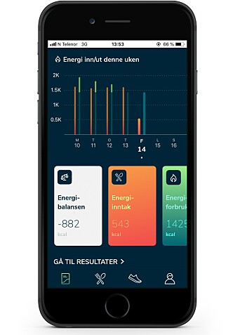 APP: Roede-appen deg et godt bilde på ditt energiinntak opp mot energiforbruket. APP: Roede-appen deg et godt bilde på ditt energiinntak opp mot energiforbruket.
