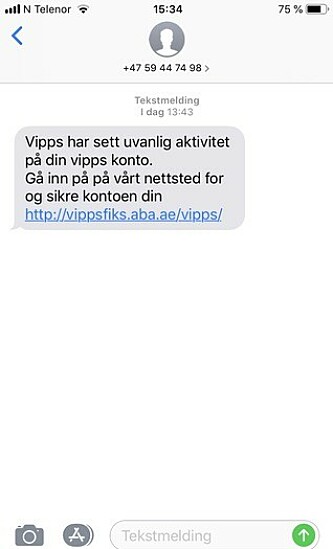 SMS-variant 3. Foto: Vipps SMS-variant 3. Foto: Vipps