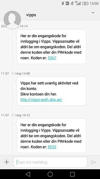 SMS-variant 2. Foto: Vipps SMS-variant 2. Foto: Vipps