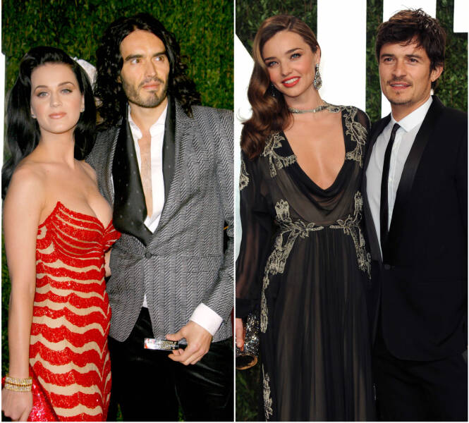 EKSER: Mens Katy Perry var gift med Russell Brand, var Orlando Bloom gift med Miranda Kerr. Her er de tidligere ekteparene fotografert på Vanity Fairs Oscar-fest i henholdsvis 2010 og 2013. Foto: NTB scanpix EKSER: Mens Katy Perry var gift med Russell Brand, var Orlando Bloom gift med Miranda Kerr. Her er de tidligere ekteparene fotografert på Vanity Fairs Oscar-fest i henholdsvis 2010 og 2013. Foto: NTB scanpix