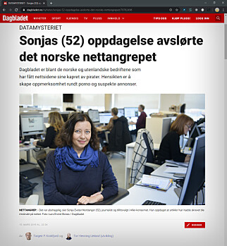 Den første av mange saker som Tor Henning Uelands datagraving førte til. 📸: Dagbladet.no Den første av mange saker som Tor Henning Uelands datagraving førte til. 📸: Dagbladet.no