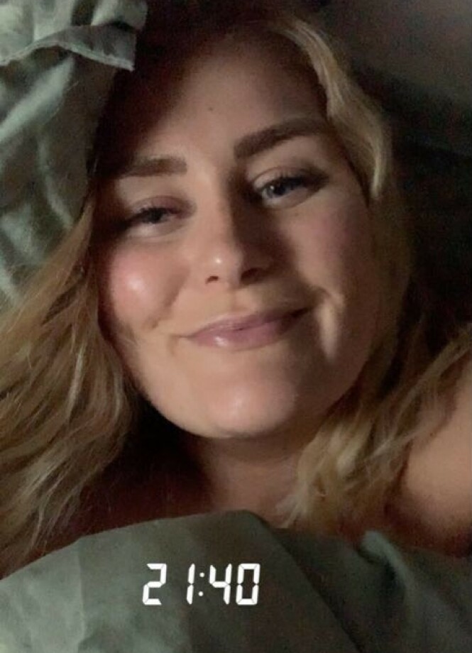 LEGGETID: Mina var tidlig i seng søndag kveld, og sto opp grytidlig første dag av challengen. FOTO: Privat LEGGETID: Mina var tidlig i seng søndag kveld, og sto opp grytidlig første dag av challengen. FOTO: Privat