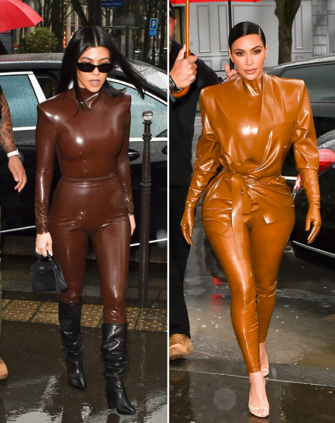 IØYNEFALLENDE: Kardashian-søstrene vakte oppsikt da de steg ut av bilene sine i lateks – fra topp til tå. FOTO: NTB Scanpix IØYNEFALLENDE: Kardashian-søstrene vakte oppsikt da de steg ut av bilene sine i lateks – fra topp til tå. FOTO: NTB Scanpix