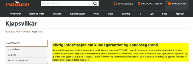Foto: skjermdump fra Powers nettside. Foto: skjermdump fra Powers nettside.