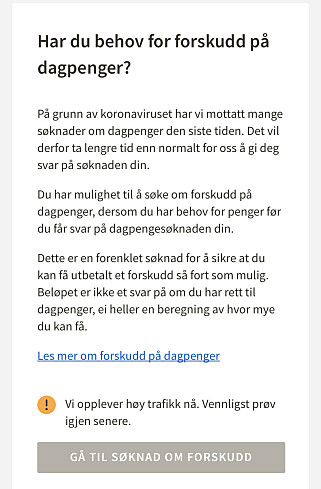 image: Her ber du om forskudd på dagpenger image: Her ber du om forskudd på dagpenger
