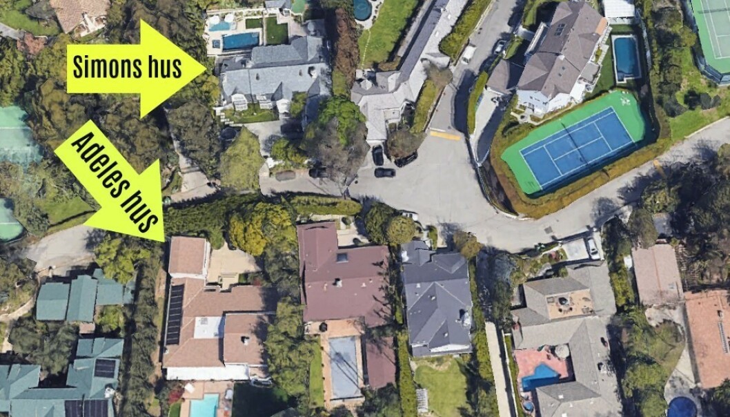 <strong>NABOER:</strong> Adele kjøpte nabohuset til den tidligere ektemannen. Foto: Google Earth <strong>NABOER:</strong> Adele kjøpte nabohuset til den tidligere ektemannen. Foto: Google Earth