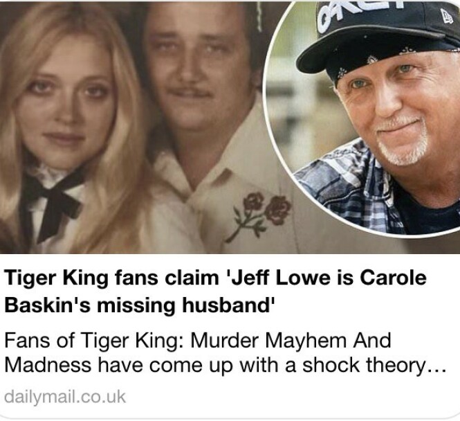 PÅSTAND: Fans av «Tiger King» mener de har oppklart hvor det ble av Carole Baskins forsvunne ektemann. FOTO: Skjermdump Daily Mail, Netflix. PÅSTAND: Fans av «Tiger King» mener de har oppklart hvor det ble av Carole Baskins forsvunne ektemann. FOTO: Skjermdump Daily Mail, Netflix.