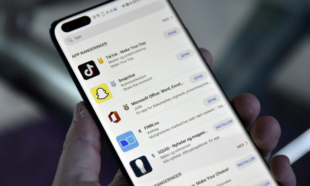 AppGallery er Huaweis egen app-butikk, og selv om det stadig fylles på med nye apper, er det mange du ikke vil finne der. Foto: Pål Joakim Pollen AppGallery er Huaweis egen app-butikk, og selv om det stadig fylles på med nye apper, er det mange du ikke vil finne der. Foto: Pål Joakim Pollen
