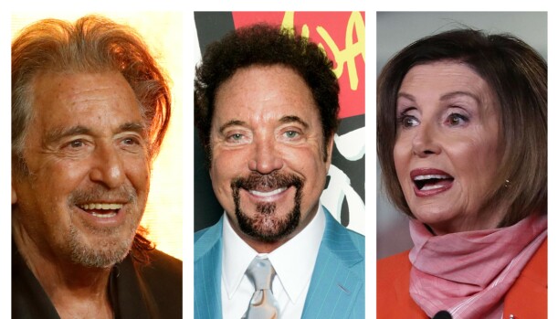Gudfaren-skuespiller Al Pacino og smørsanger Tom Jones fyller begge 80 år i 2020, men er still going strong: Begge er her avbildet i festsammenheng. Den amerikanske politikeren Nancy Pelosi har allerede feiret milepælen. Hun er speaker i Representantenes hus, og kjent for å ikke holde tilbake når hun langer ut mot Trump. Ingen pensjonisttilværelse i sikte der heller, altså. Gudfaren-skuespiller Al Pacino og smørsanger Tom Jones fyller begge 80 år i 2020, men er still going strong: Begge er her avbildet i festsammenheng. Den amerikanske politikeren Nancy Pelosi har allerede feiret milepælen. Hun er speaker i Representantenes hus, og kjent for å ikke holde tilbake når hun langer ut mot Trump. Ingen pensjonisttilværelse i sikte der heller, altså.
