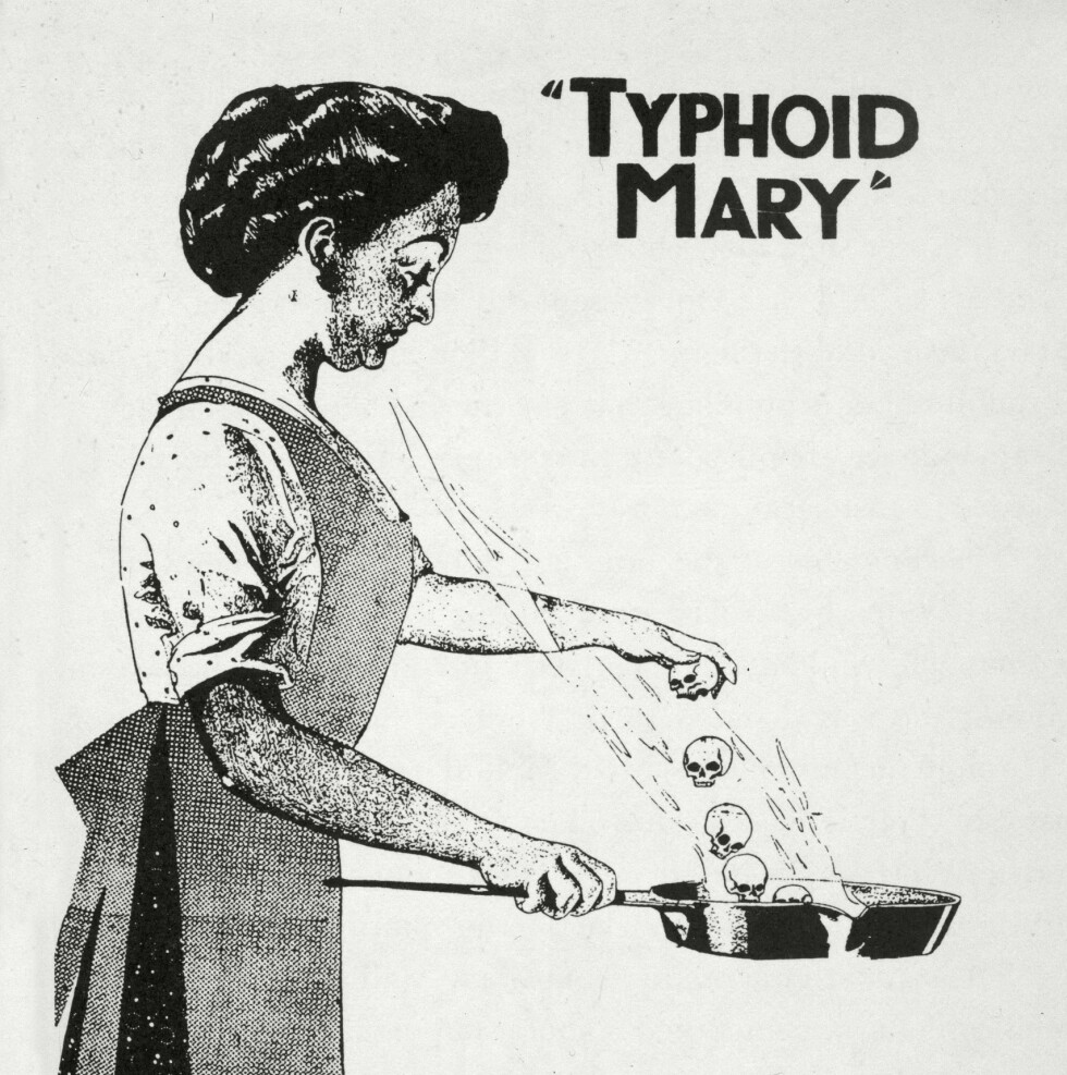 Mary Mallon (1869-1938) fikk tilnavnet Tyfoid-Mary. Hun ble et symbol på smitte og det ble laget en rekke illustrasjoner av henne. Foto: NTB Scanpix Mary Mallon (1869-1938) fikk tilnavnet Tyfoid-Mary. Hun ble et symbol på smitte og det ble laget en rekke illustrasjoner av henne. Foto: NTB Scanpix