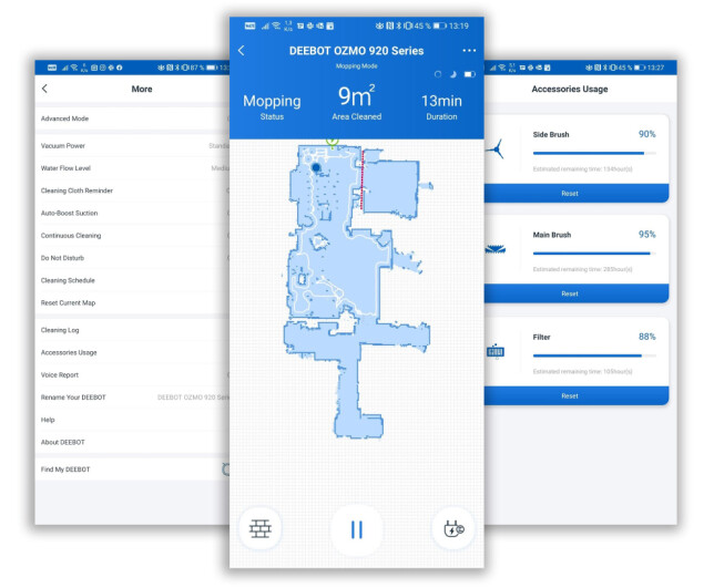 Deebot-appen gir deg kart med mulighet til å dele opp i rom, sette opp virtuelle vegger og følge støvsugingen i sanntid. Skjermbilder: Pål Joakim Pollen Deebot-appen gir deg kart med mulighet til å dele opp i rom, sette opp virtuelle vegger og følge støvsugingen i sanntid. Skjermbilder: Pål Joakim Pollen