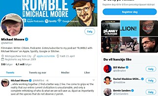 I VINDEN: Michael Moore trives i stormen. I VINDEN: Michael Moore trives i stormen.
