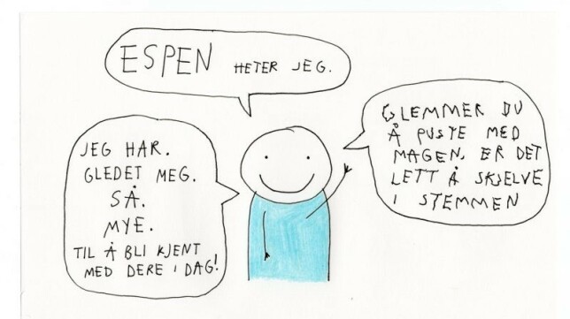 Reis deg opp! Stå opp! Joda, alle kan få til det, enten du må heve PCen med en kjele på kjøkkenbenken eller noe annet. Stemmen er viktig selv om det ikke er så mye jeg skal si om det. Det som ofte gjør digitale presentasjoner søvndyssende, er monotoni. 📸: Ida Nicoline Glosimot Reis deg opp! Stå opp! Joda, alle kan få til det, enten du må heve PCen med en kjele på kjøkkenbenken eller noe annet. Stemmen er viktig selv om det ikke er så mye jeg skal si om det. Det som ofte gjør digitale presentasjoner søvndyssende, er monotoni. 📸: Ida Nicoline Glosimot