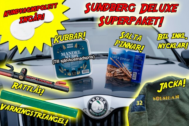 MED I PRISEN: Ove Sundberg tar ingenting som en selvfølge, når Skodan skal selges. Illustrasjon: Tradera.se MED I PRISEN: Ove Sundberg tar ingenting som en selvfølge, når Skodan skal selges. Illustrasjon: Tradera.se