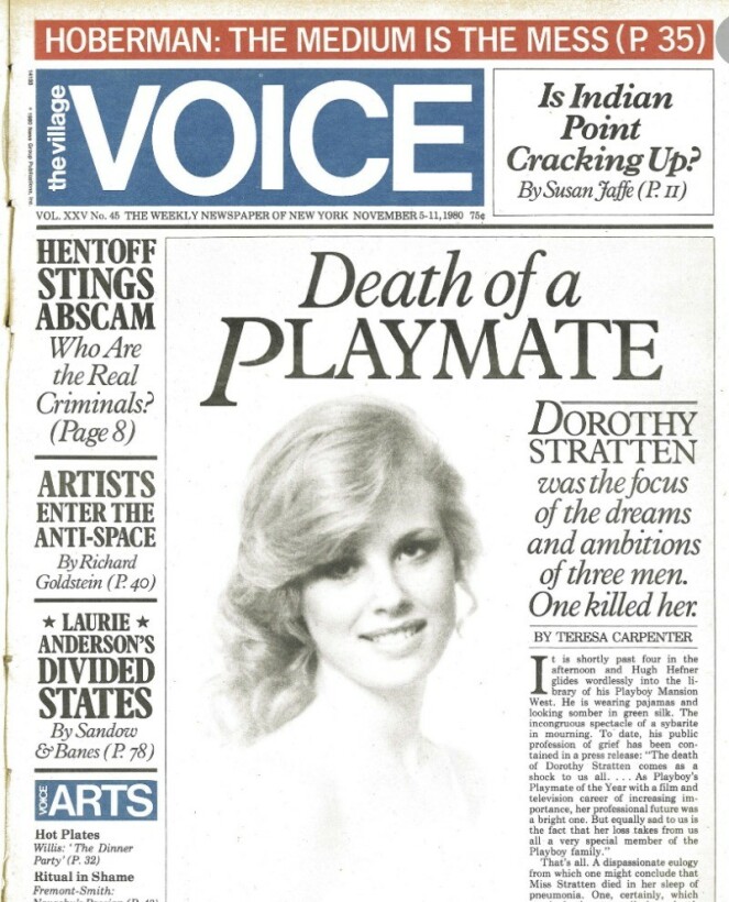PRISVINNENDE: Teresa Carpenters artikkel om Dorothy Stratten vant Pulizer-prisen i 1980. FOTO: Faksimile The Village Voice PRISVINNENDE: Teresa Carpenters artikkel om Dorothy Stratten vant Pulizer-prisen i 1980. FOTO: Faksimile The Village Voice